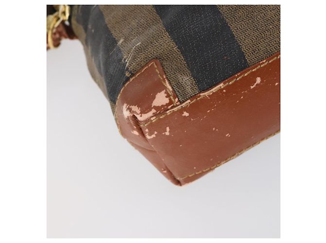 Pequin FENDI Pecan Canvas Handtasche PVC 2-Wege Schwarz Braun Auth th6378 - Ansicht 16