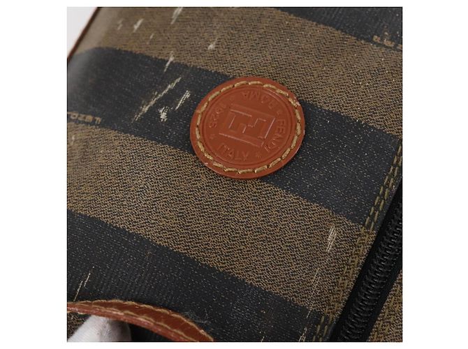 Pequin FENDI Pecan Canvas Handtasche PVC 2-Wege Schwarz Braun Auth th6378 - Ansicht 19