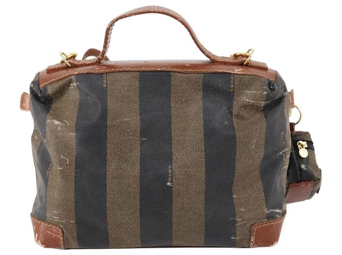 Pequin FENDI Pecan Canvas Handtasche PVC 2-Wege Schwarz Braun Auth th6378 - Ansicht 2