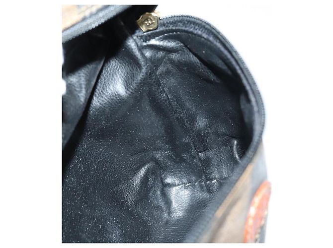 Pequin FENDI Pecan Canvas Handtasche PVC 2-Wege Schwarz Braun Auth th6378 - Ansicht 22