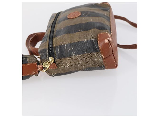 Pequin FENDI Pecan Canvas Handtasche PVC 2-Wege Schwarz Braun Auth th6378 - Ansicht 4