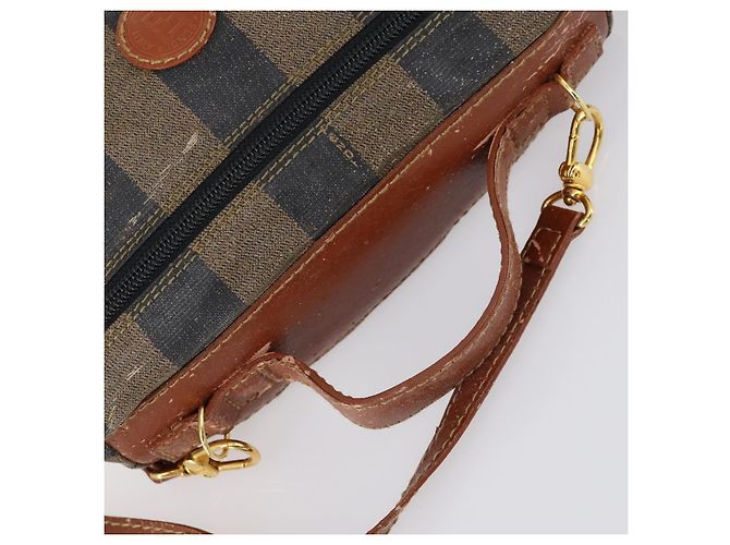 Pequin FENDI Pecan Canvas Handtasche PVC 2-Wege Schwarz Braun Auth th6378 - Ansicht 6