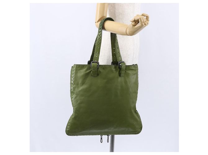 Autre Marque Borsa a Spalla in Pelle Intrecciato Bottega Veneta Verde Auth bs30446 - vista 20