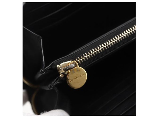 Autre Marque Portafoglio Lungo in Pelle Nera e Oro Autentico TIFFANY&Co. bs31263 Nero D'oro - vista 18