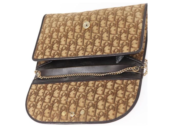 Borsa a spalla in tela Trotter Christian Dior marrone oro Auth bs31184 D'oro - vista 10
