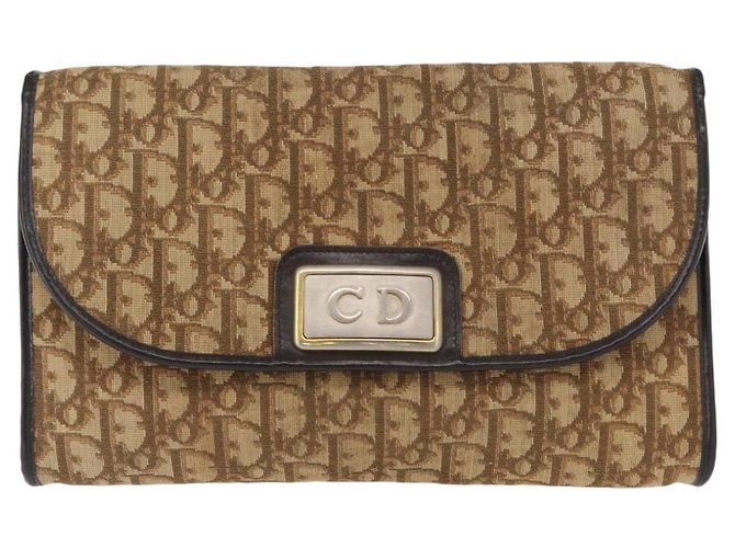 Borsa a spalla in tela Trotter Christian Dior marrone oro Auth bs31184 D'oro - vista 13