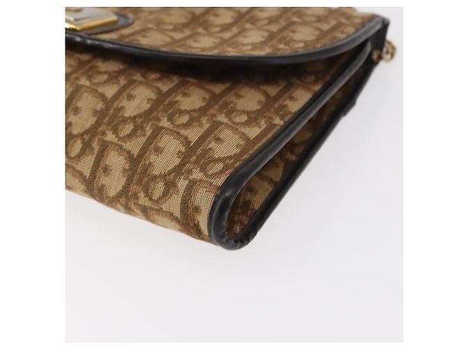 Borsa a spalla in tela Trotter Christian Dior marrone oro Auth bs31184 D'oro - vista 14