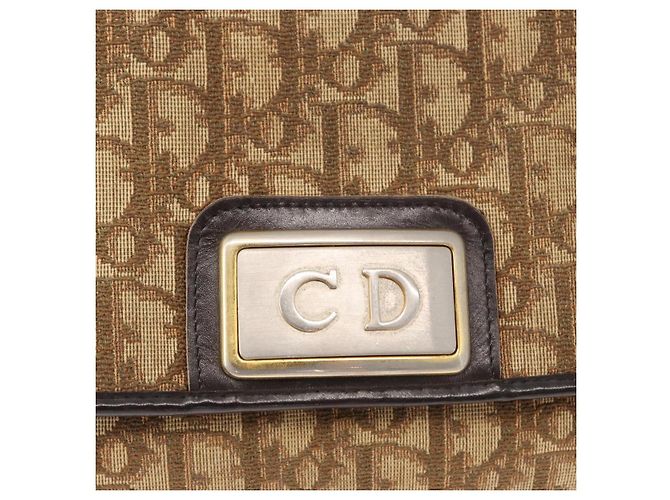 Borsa a spalla in tela Trotter Christian Dior marrone oro Auth bs31184 D'oro - vista 17