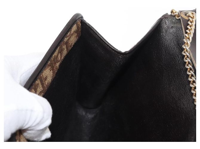 Borsa a spalla in tela Trotter Christian Dior marrone oro Auth bs31184 D'oro - vista 19