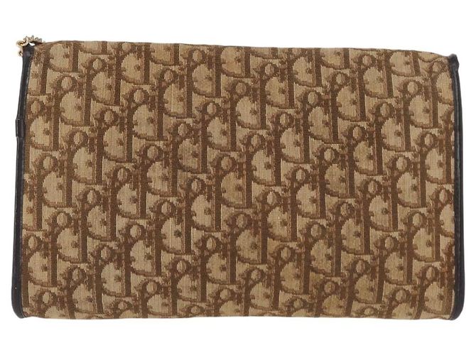 Borsa a spalla in tela Trotter Christian Dior marrone oro Auth bs31184 D'oro - vista 2