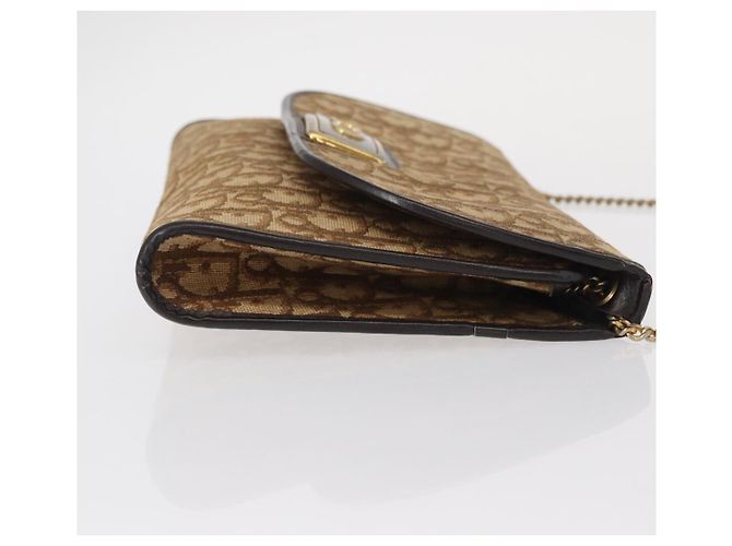 Borsa a spalla in tela Trotter Christian Dior marrone oro Auth bs31184 D'oro - vista 3