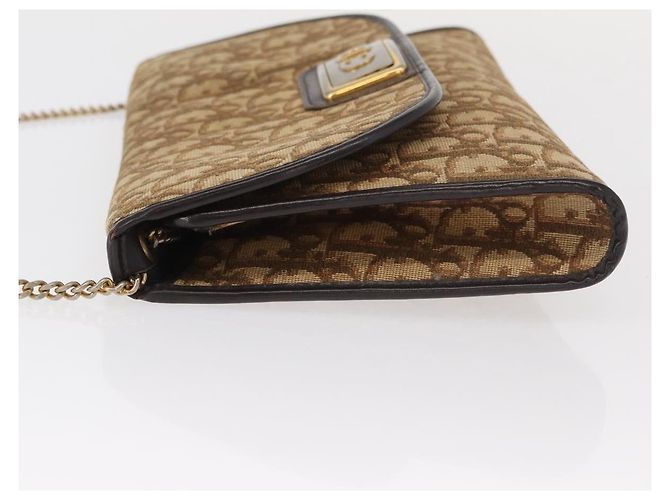 Borsa a spalla in tela Trotter Christian Dior marrone oro Auth bs31184 D'oro - vista 4