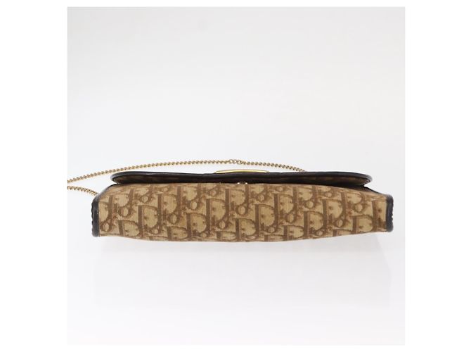 Borsa a spalla in tela Trotter Christian Dior marrone oro Auth bs31184 D'oro - vista 5