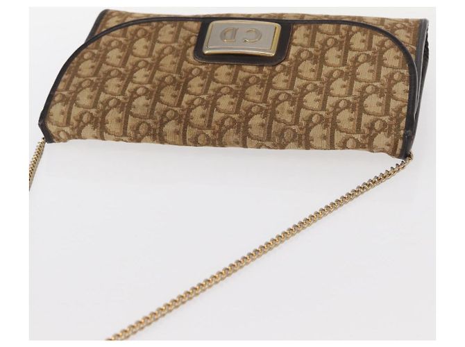 Borsa a spalla in tela Trotter Christian Dior marrone oro Auth bs31184 D'oro - vista 6