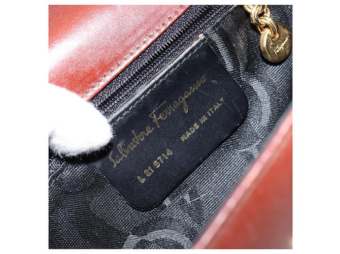 Borsa a Spalla Salvatore Ferragamo in Pelle Marrone Oro Auth BA8006 D'oro - vista 12