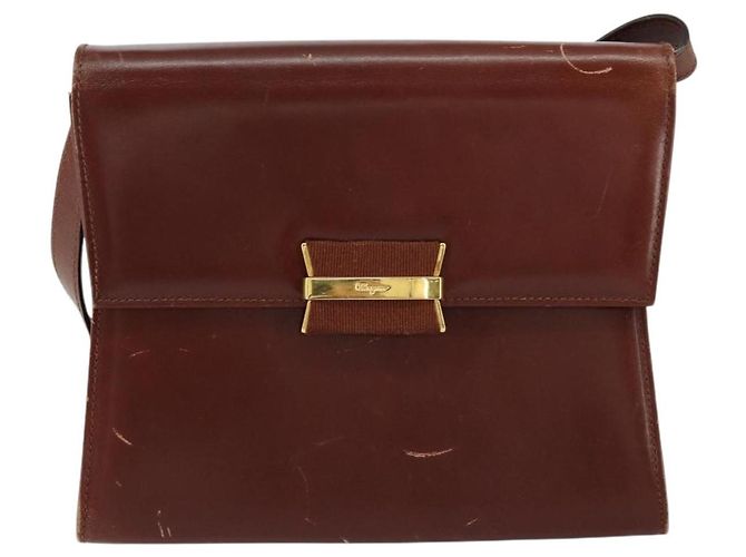 Borsa a Spalla Salvatore Ferragamo in Pelle Marrone Oro Auth BA8006 D'oro - vista 13