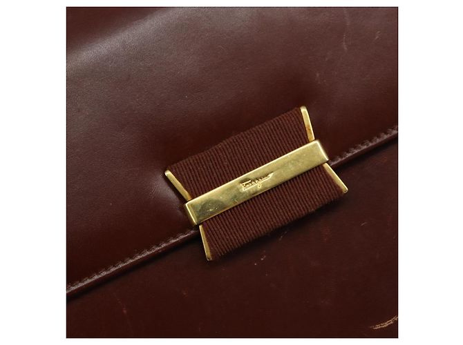 Borsa a Spalla Salvatore Ferragamo in Pelle Marrone Oro Auth BA8006 D'oro - vista 18