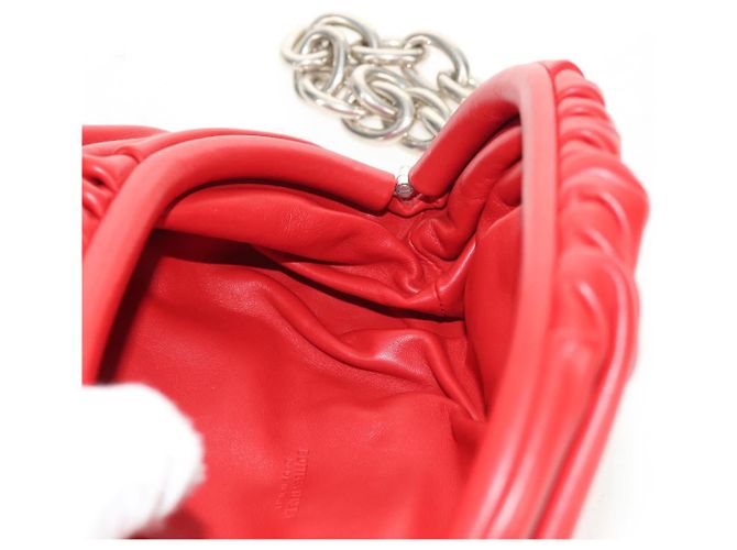 Autre Marque BOTTEGA VENETA Borsa a Spalla con Catena Pelle Rossa Argento Auth BA7679V Rosso - vista 20