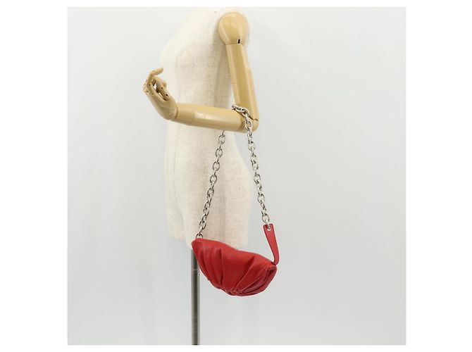 Autre Marque BOTTEGA VENETA Borsa a Spalla con Catena Pelle Rossa Argento Auth BA7679V Rosso - vista 21