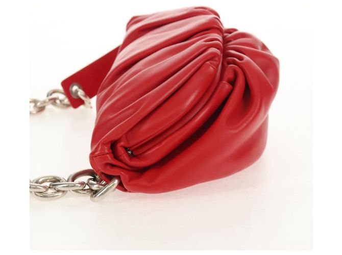 Autre Marque BOTTEGA VENETA Borsa a Spalla con Catena Pelle Rossa Argento Auth BA7679V Rosso - vista 3