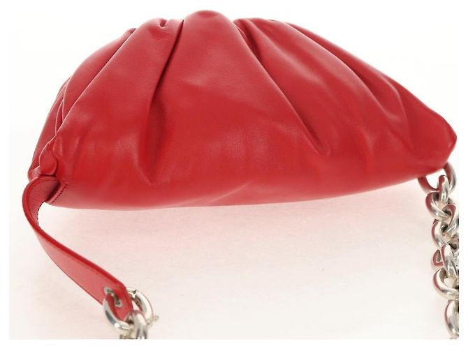 Autre Marque BOTTEGA VENETA Borsa a Spalla con Catena Pelle Rossa Argento Auth BA7679V Rosso - vista 6