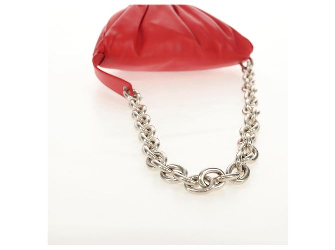 Autre Marque BOTTEGA VENETA Borsa a Spalla con Catena Pelle Rossa Argento Auth BA7679V Rosso - vista 7