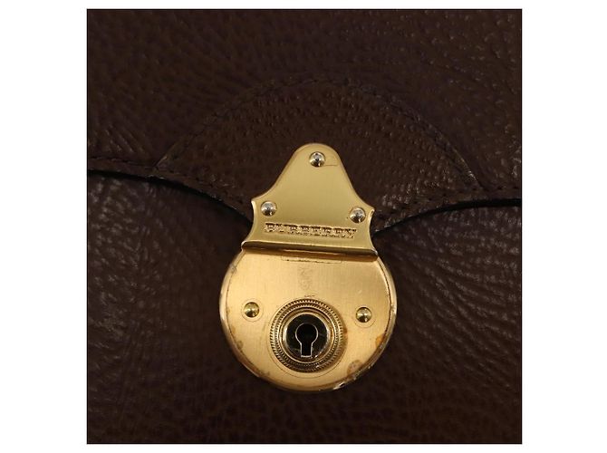 BURBERRY Clutch Bag Leather Brown Gold Auth ep11492 Golden - view 14