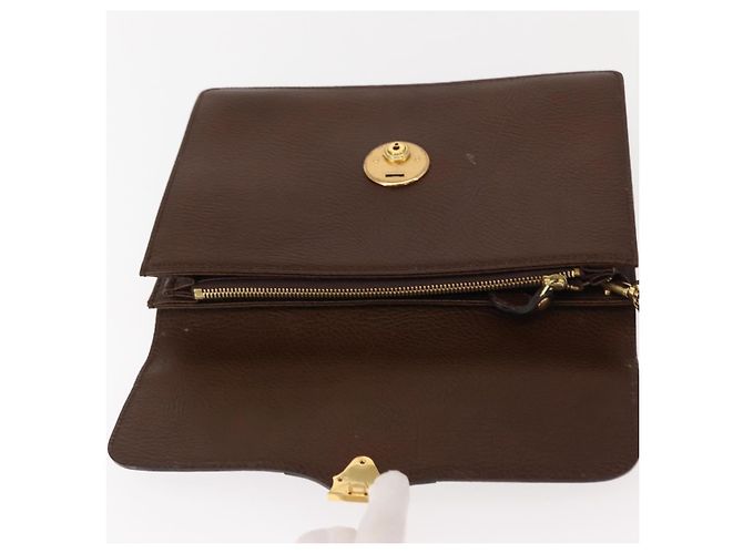 BURBERRY Clutch Bag Leather Brown Gold Auth ep11492 Golden - view 15