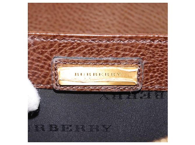 BURBERRY Clutch Bag Leather Brown Gold Auth ep11492 Golden - view 17