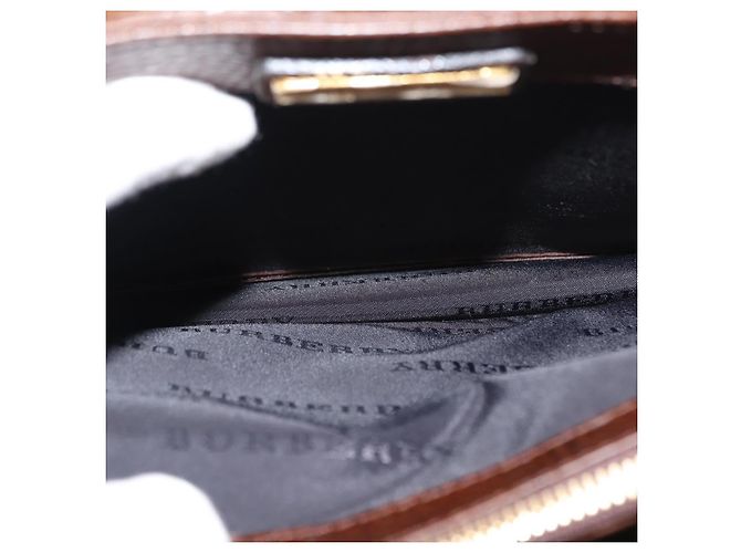 BURBERRY Clutch Bag Leather Brown Gold Auth ep11492 Golden - view 18