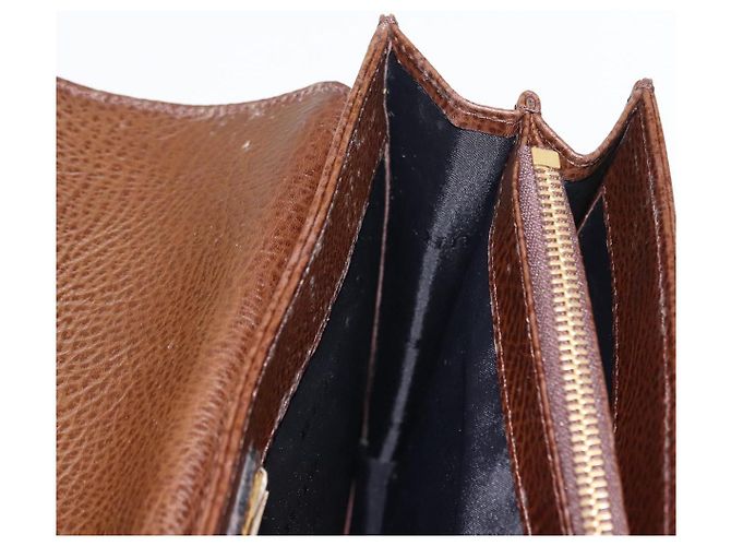 BURBERRY Clutch Bag Leather Brown Gold Auth ep11492 Golden - view 19