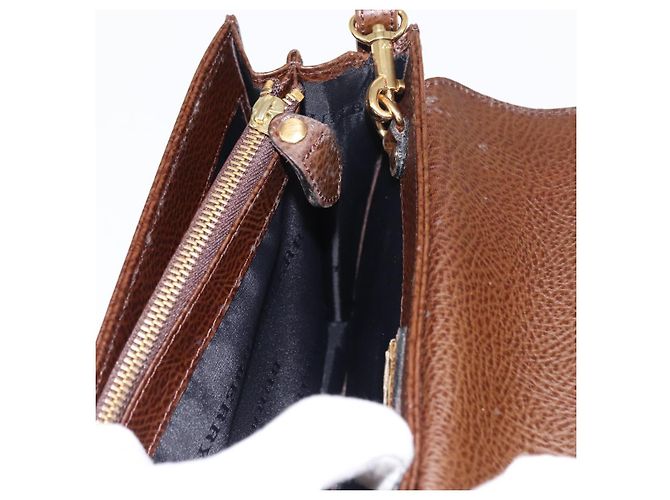 BURBERRY Clutch Bag Leather Brown Gold Auth ep11492 Golden - view 20