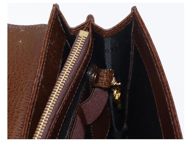 BURBERRY Clutch Bag Leather Brown Gold Auth ep11492 Golden - view 23