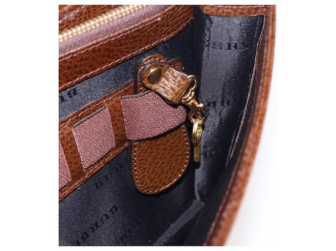 BURBERRY Clutch Bag Leather Brown Gold Auth ep11492 Golden - view 24