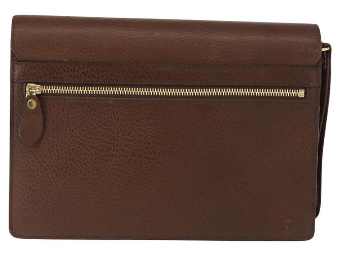 BURBERRY Clutch Bag Leather Brown Gold Auth ep11492 Golden - view 3