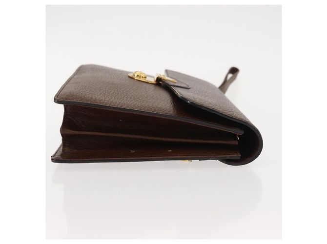 BURBERRY Clutch Bag Leather Brown Gold Auth ep11492 Golden - view 4