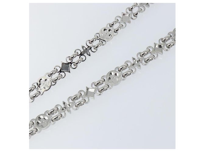 LOUIS VUITTON Cintura a Spalla in Catena Metal 25,6"" Argento LV Auth 150636 - vista 8