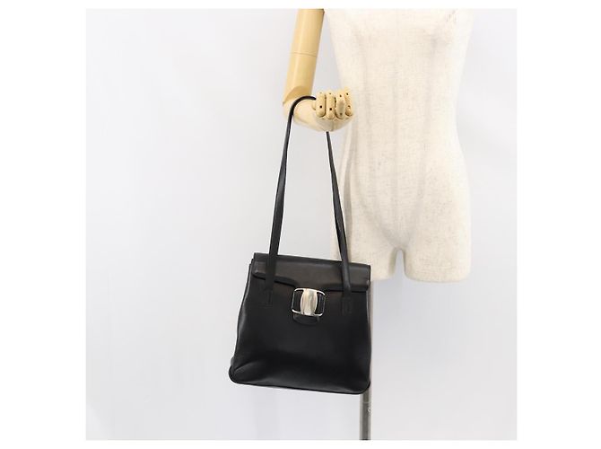 Borsa Tote Vala in pelle nera e argento di Salvatore Ferragamo Auth bs30363 Nero - vista 22