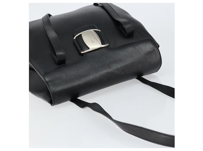 Borsa Tote Vala in pelle nera e argento di Salvatore Ferragamo Auth bs30363 Nero - vista 6