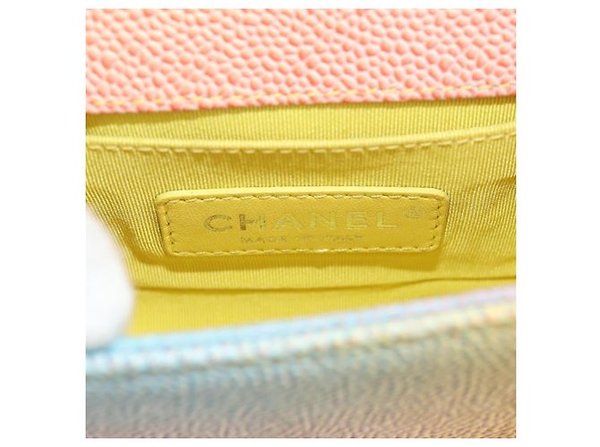 Borsa a Spalla Boy Chanel in Catena in Pelle Caviar Argento Arcobaleno CC Auth 147968SM - vista 23