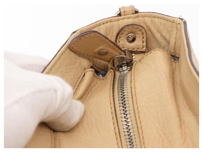 Borsa a mano in pelle Salvatore Ferragamo 2 in 1 Beige Argento Auth BA7666 - vista 10