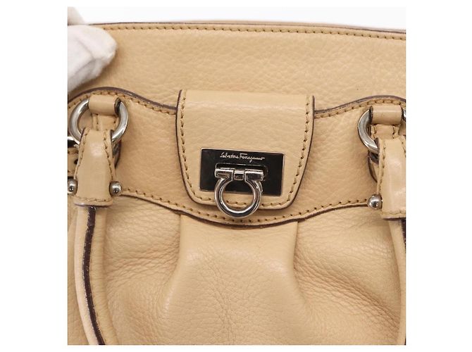 Borsa a mano in pelle Salvatore Ferragamo 2 in 1 Beige Argento Auth BA7666 - vista 19
