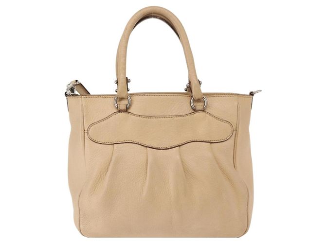 Borsa a mano in pelle Salvatore Ferragamo 2 in 1 Beige Argento Auth BA7666 - vista 2