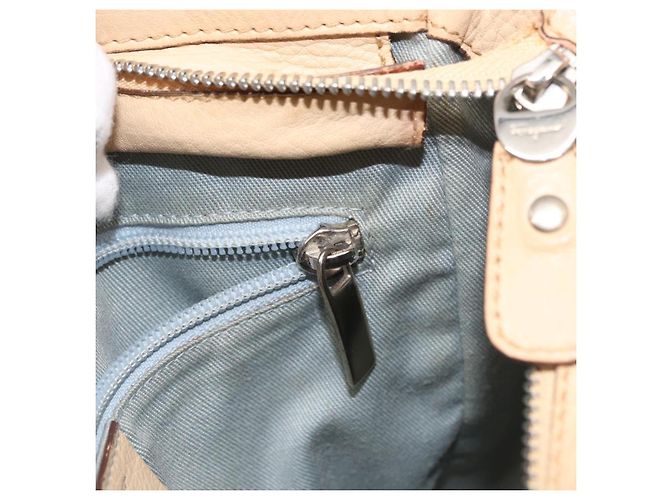Borsa a mano in pelle Salvatore Ferragamo 2 in 1 Beige Argento Auth BA7666 - vista 22