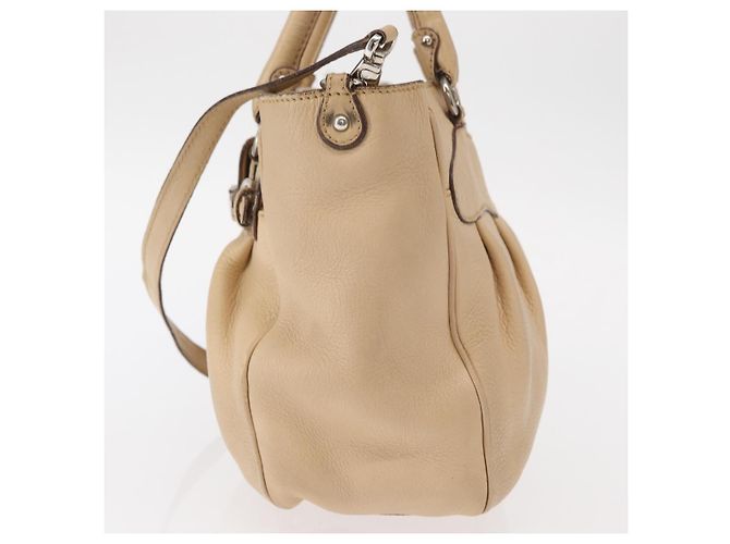 Borsa a mano in pelle Salvatore Ferragamo 2 in 1 Beige Argento Auth BA7666 - vista 3