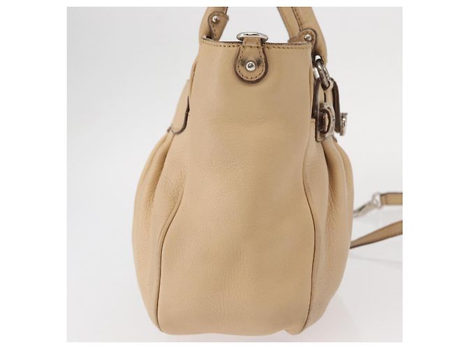 Borsa a mano in pelle Salvatore Ferragamo 2 in 1 Beige Argento Auth BA7666 - vista 4