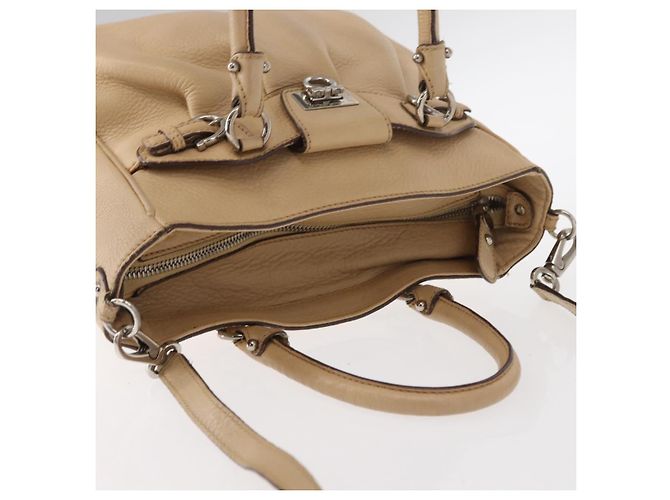 Borsa a mano in pelle Salvatore Ferragamo 2 in 1 Beige Argento Auth BA7666 - vista 6