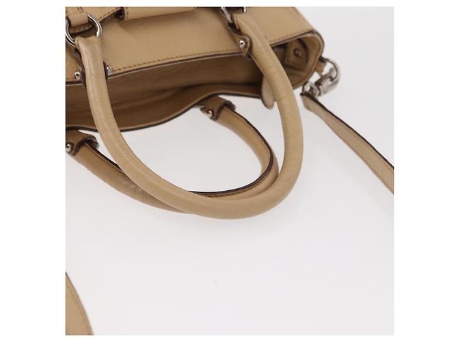 Borsa a mano in pelle Salvatore Ferragamo 2 in 1 Beige Argento Auth BA7666 - vista 7