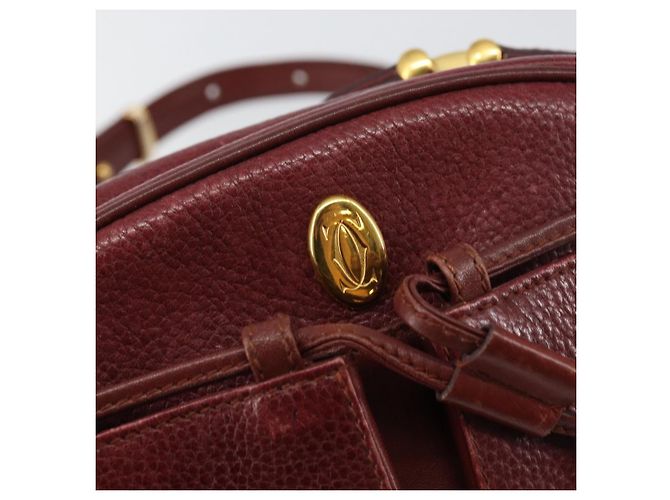 Cartier Borsa a spalla Must Line in pelle bordeaux e oro Auth bs29989 D'oro Bordò - vista 10