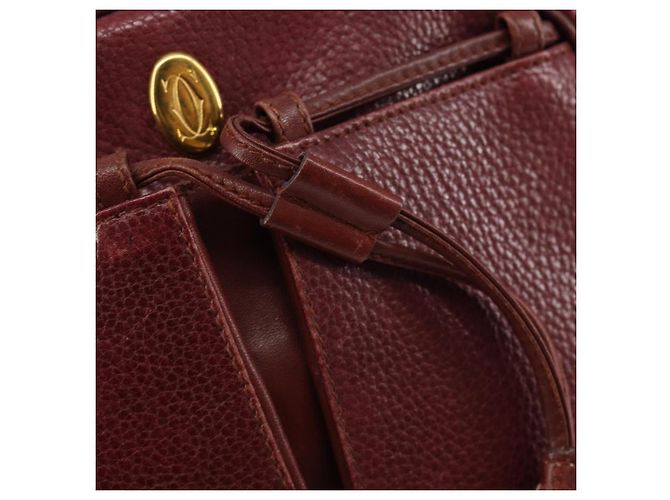 Cartier Borsa a spalla Must Line in pelle bordeaux e oro Auth bs29989 D'oro Bordò - vista 17